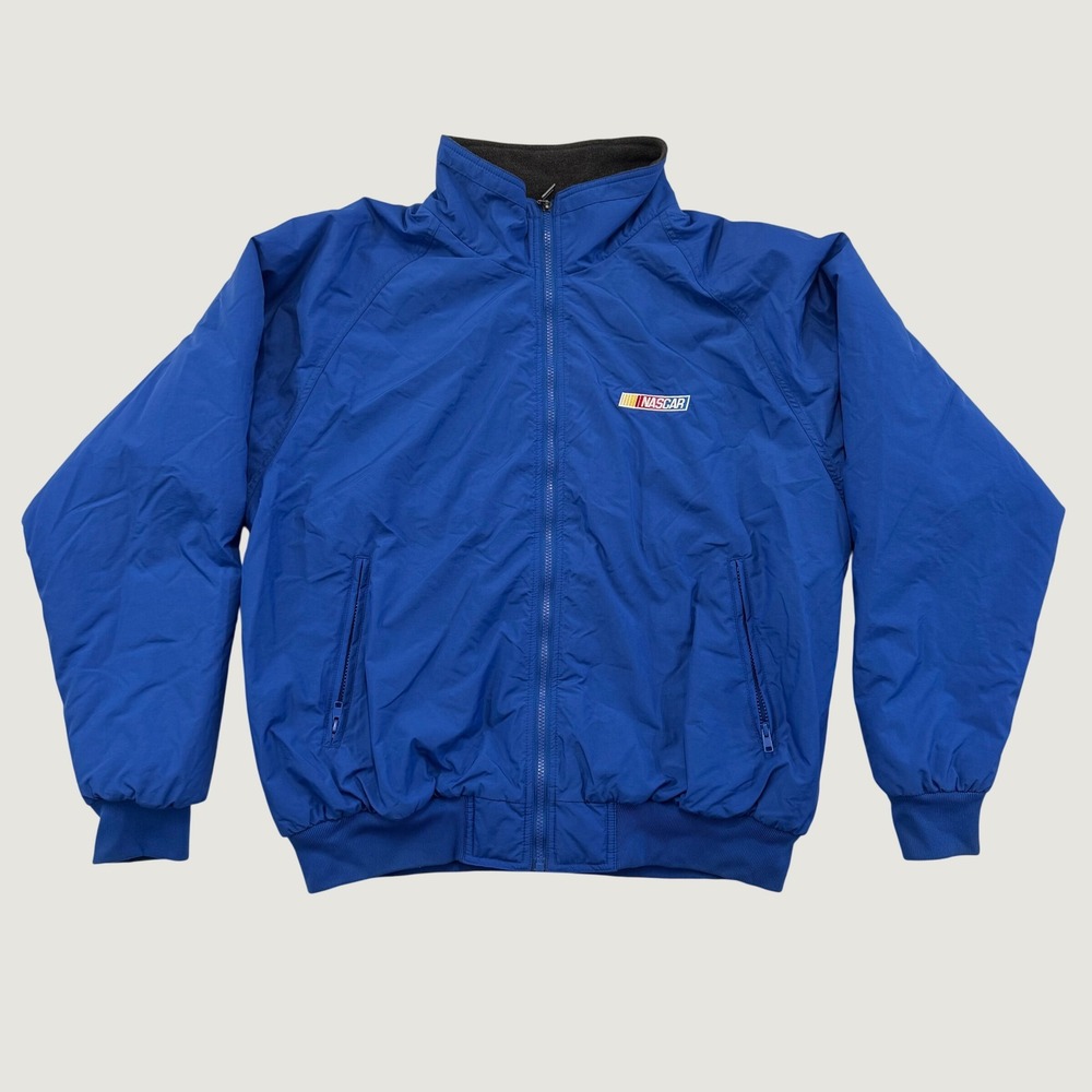 Vintage Holloway NASCAR Adult XL Blue Fleece Lined Full Zip Racing Jacket